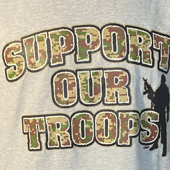 New Support Our Troops adult unisex ASH colored Tee Shirt - Picture 2 of 3